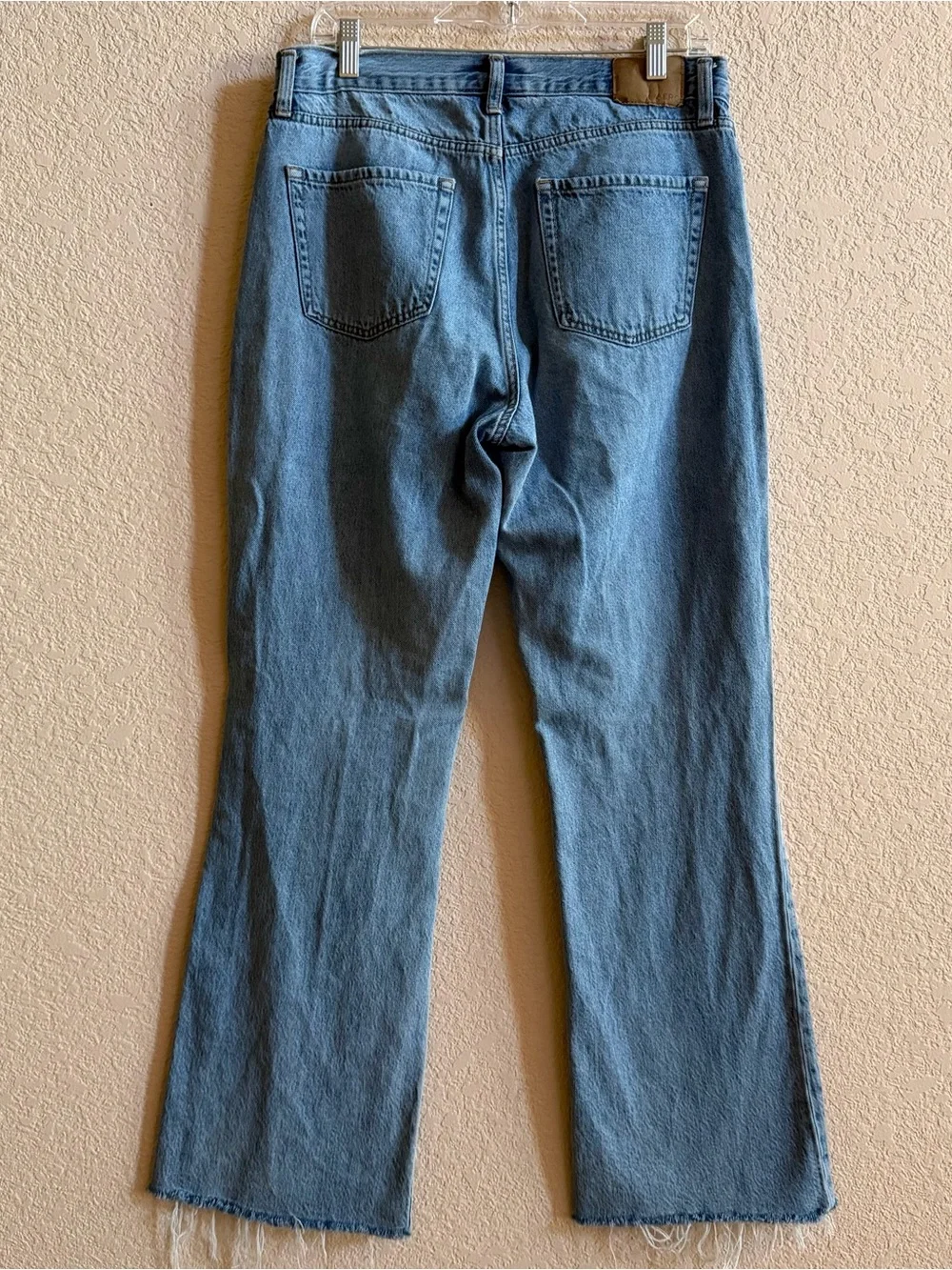 Aerpopstale Jeans Women's 8 Blue Medium Wash High Rise Boyfriend Flare Jeans